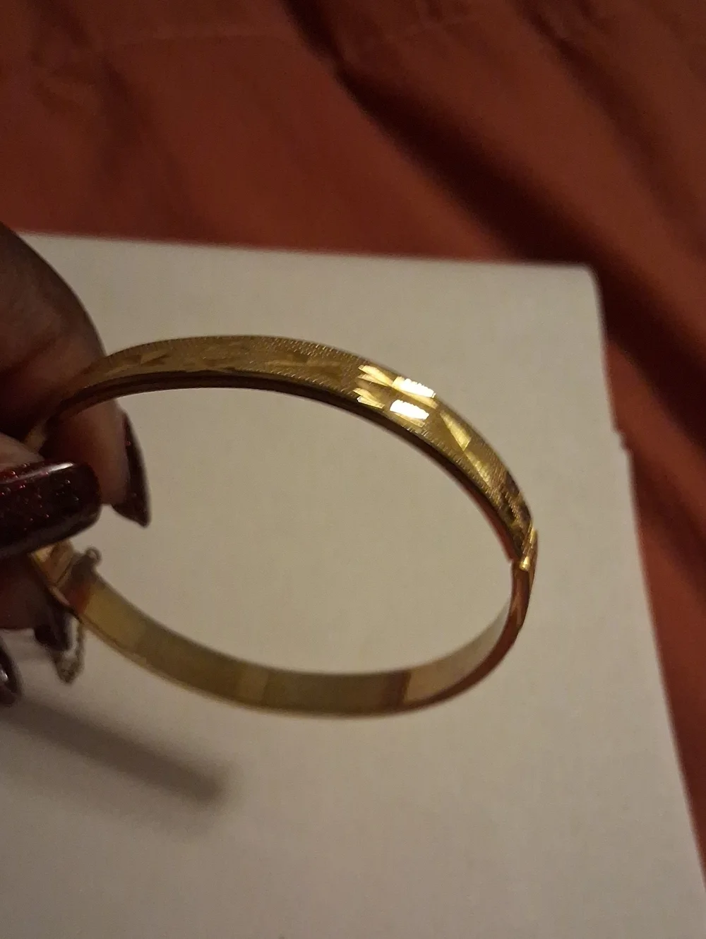 Gold-Tone Textured Hinged Bangle Bracelet